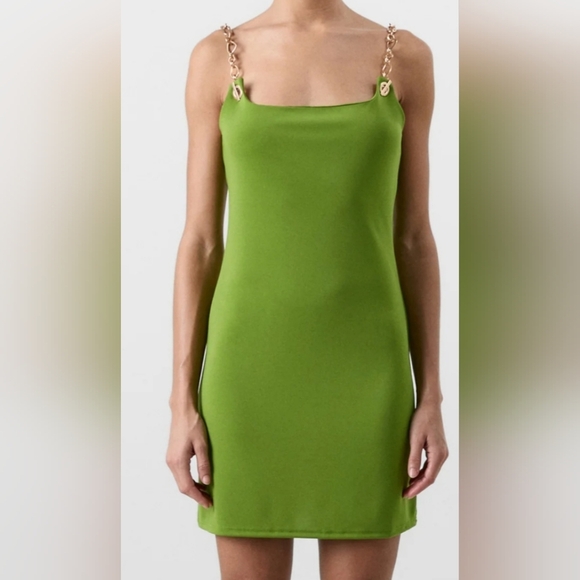 GAP x CULT GAIA Green Chain Strap Slip Mini Dress. Sz L. NWT - Picture 3 of 15